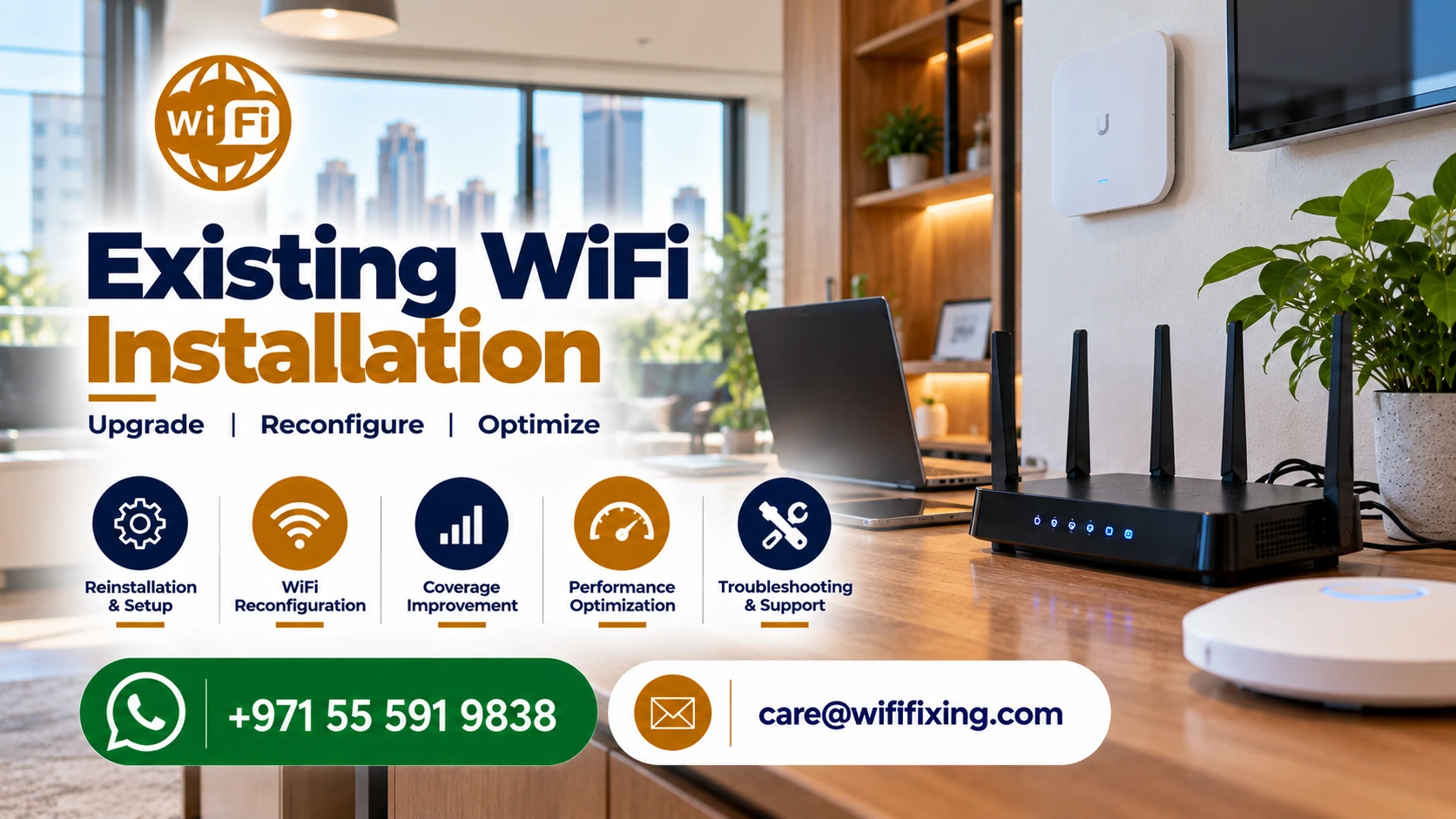 Existing WiFi Installation Dubai, WiFi Upgrade Services Sharjah, Wireless Network Upgrade UAE