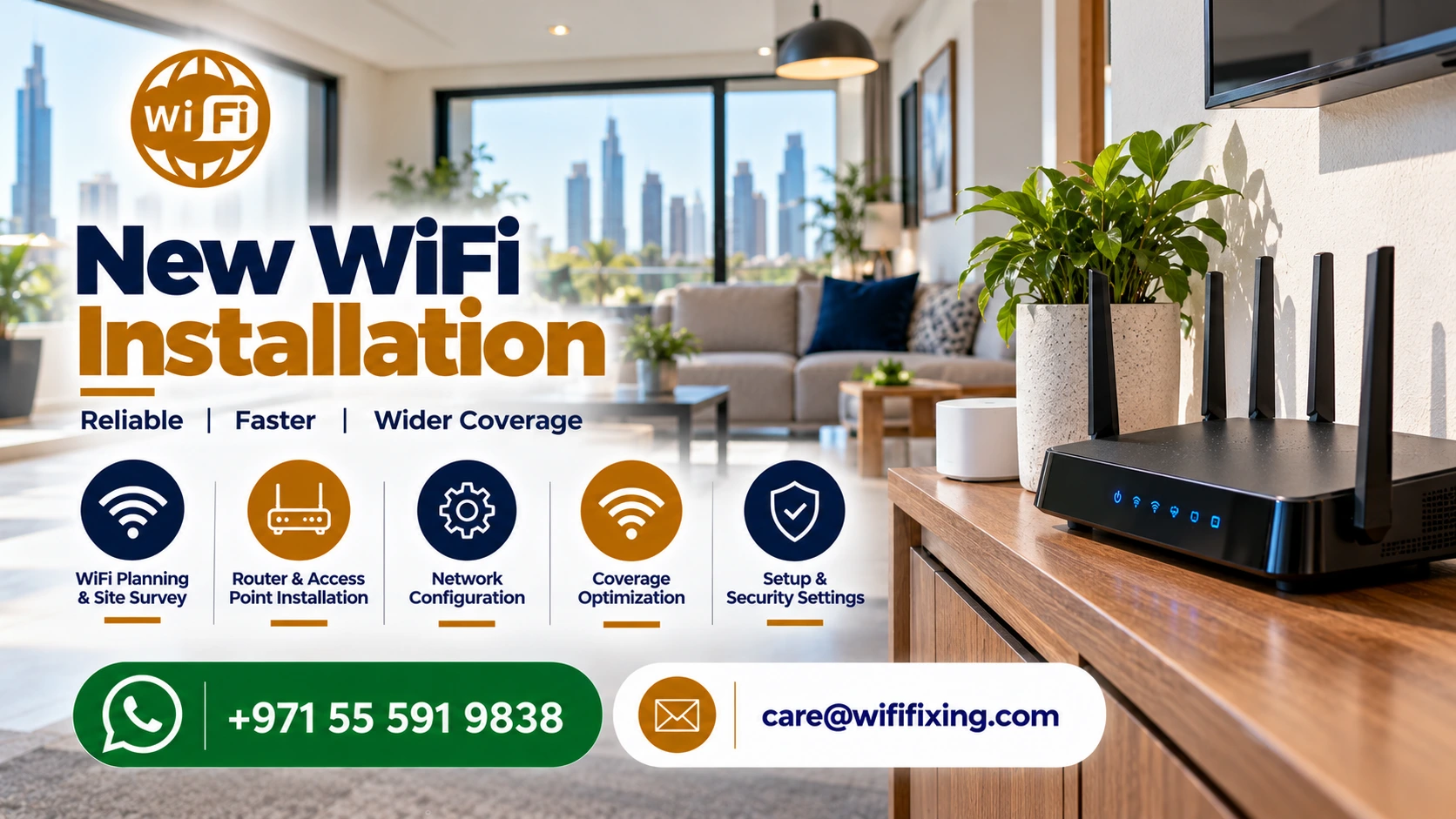 New WiFi Installation Dubai, WiFi Installation Sharjah, Wireless Setup UAE