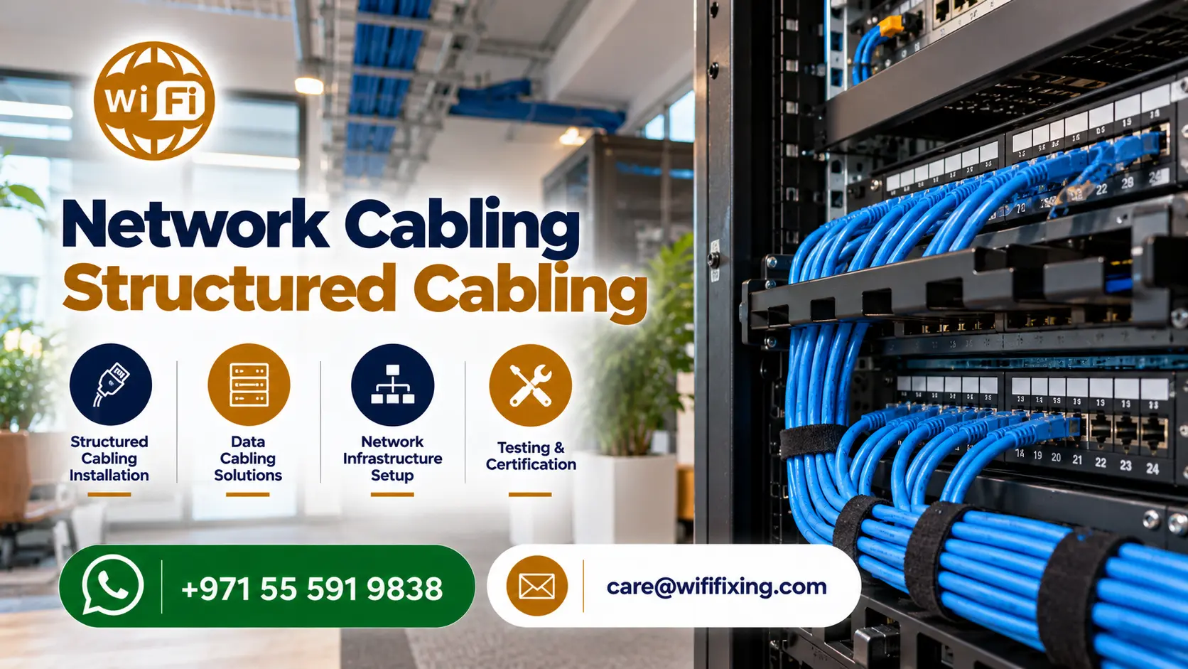 Network Cabling Dubai, Structured Cabling UAE, Cat6 Data Cabling Services