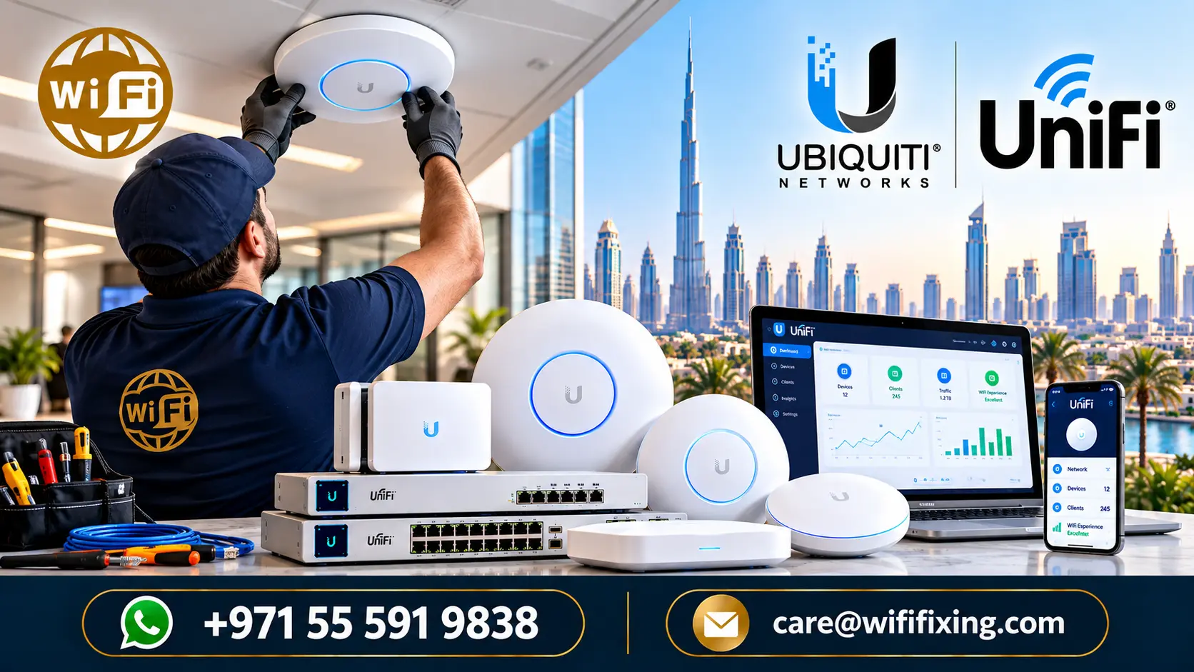 Business WiFi Support UAE WiFi Coverage Improvement Mesh WiFi Installation Dubai Wireless Access Point Installation Network Maintenance Dubai