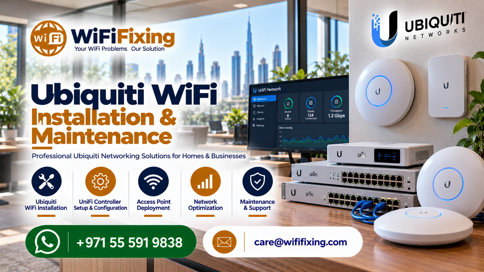 Ubiquiti WiFi Installation Dubai UniFi Installation Dubai Ubiquiti WiFi Maintenance Dubai UniFi Access Point Installation Dubai Ubiquiti Network Setup Dubai